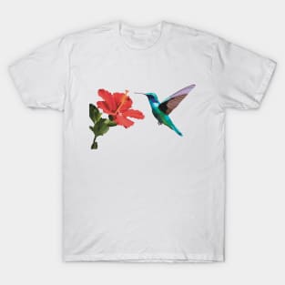 Flying Humming Bird Hibiscus flower T-Shirt